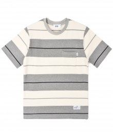 1P BLOCK STRIPE TEE (GREY)