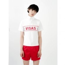 VISAS ziper half-sleeve shirt(WHITE)