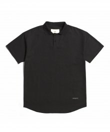 Linen Polo Shirt Black