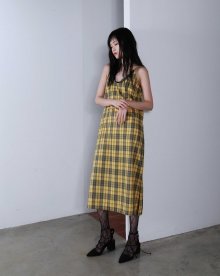 tartan check yellow dress