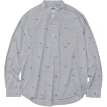 M#0968 palmtree embroidery shirt (blue)