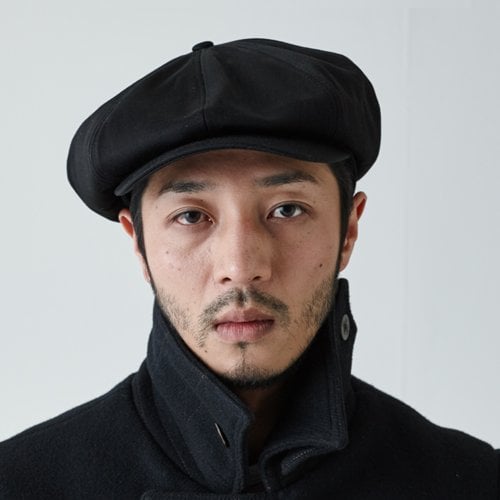 Rugged fabric newsboy cap [BLACK]