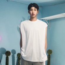 [UNISEX]  무지 박스핏 나시 _ WHITE