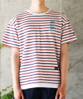 WASHED 2COLOR STRIPE OVERFIT LAYERED T-SHIRTS R/B