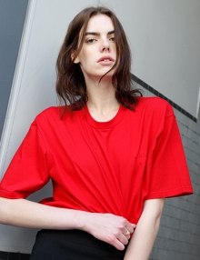 Embroidery Tied T-shirt (red)