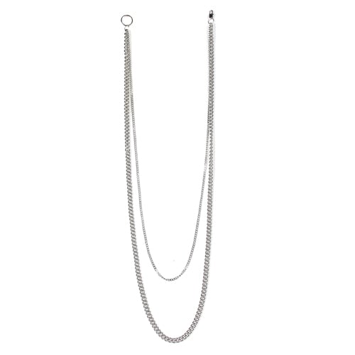 러쉬오프(rushoff) [Surgical Steel] Two Silver Chainz Necklace / [써지컬스틸/변색.알러지x] 이중실버체인목걸이