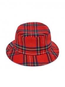 Check bucket hat red