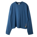 [ROMANTICCROWN]Standard Drop shoulder Wide Crew neck_Blue