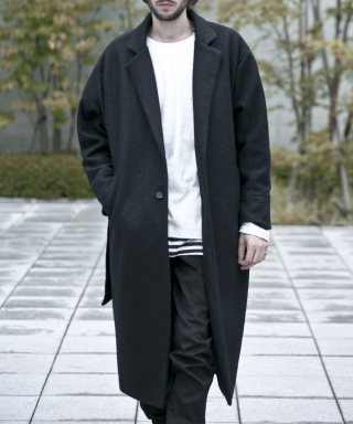 쟈니웨스트(JHONNY WEST) Terry Woolen Felt Oversize Coat (Black)