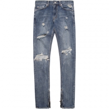 M#1014 vinscully washed zip jeans