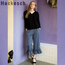 H Ruffle Crop Pants_Denim Blue