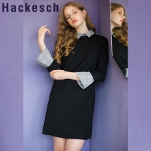 Check Collar Dress_Black