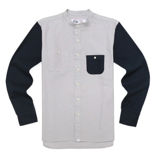 드라이프(DRIFE) BAND COLLAR SHIRTS-GREY/NAVY