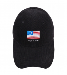 FLAG CORDUROY BALL CAP BLACK