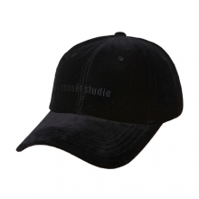 UNISEX COQUET LOGO VELVET BALL CAP [BLACK]