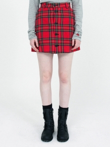 Plaid check skirt red