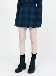 Plaid check skirt blue