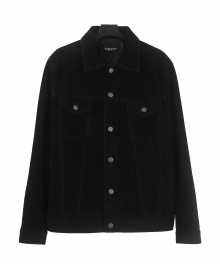 Suede trucker jacket (black)