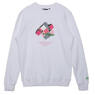 블랙후디(BLACK HOODY) 3D CUBE CREWNECK SWEATSHIRT WHITE