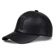 [NYPM] CLASSIC N LEATHER CAP (BLK)