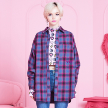 VVV LOGO PINK PLAID CHECK SHIRT