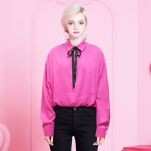 VVV LOGO PINK RIBBON BLOUSE