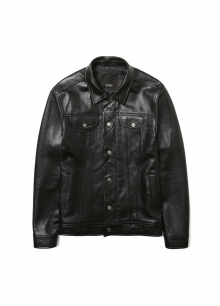 LEATHER TRUCKER JACKET (IK1GFML285C)