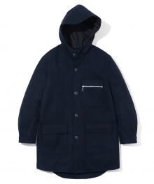 wool hooded coat d.navy