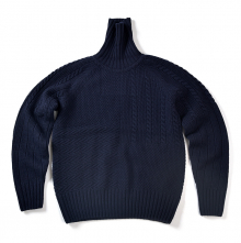 16FW CROPPED PATTERN TURTLE NECK KNIT NAVY