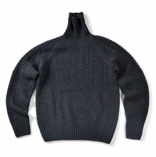 16FW CROPPED PATTERN TURTLE NECK KNIT CHARCOALGREY