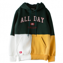[ROMANTICCROWN]ALL DAY COLOR BLOCK HOODIE_DEEPGREEN