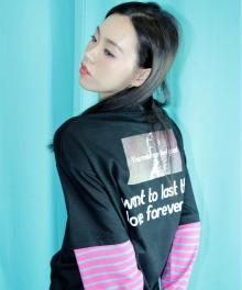 LOVE FOREVER L/S LAYERED SLEEVE T-SHIRT BLACK