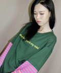 LOVE FOREVER L/S LAYERED SLEEVE T-SHIRT KHAKI