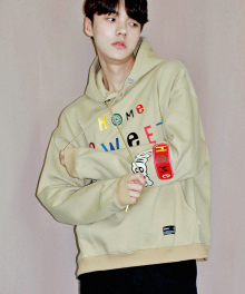 HOME SWEET HOME L/S OVER FIT HOODY BEIGE