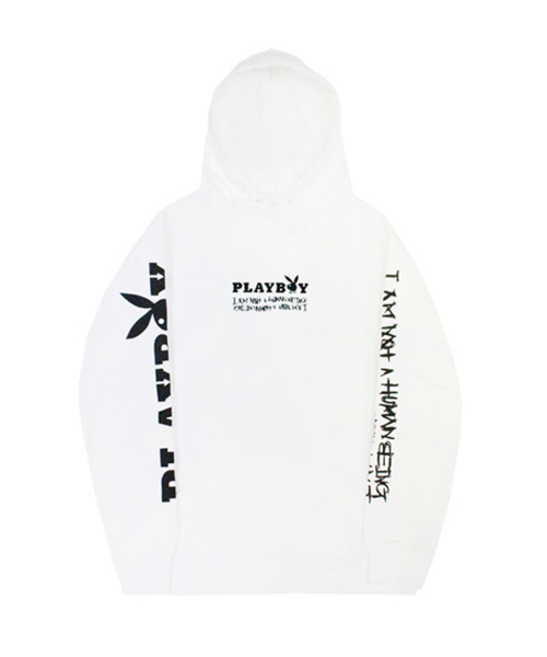 아임낫어휴먼비잉(I AM NOT A HUMAN BEING) PLAY BOY x I am Not a Human Being Mix Logo 2 Hoodie - White - 사이즈 & 후기 | 무신사