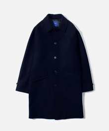 WOOL CUT-OFF MAC COAT NAVY