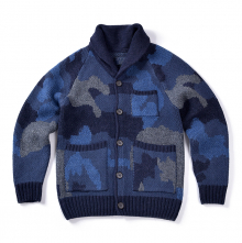 16FW KNIT SHAWL COLLAR CARDIGAN NAVY CAMO