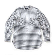 16FW BANDED COLLAR 2 POCKETS SHIRT WHITE&NAVYCHECK