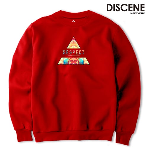 디씬(DISCENE) [3+1][DISCENE] 디씬 RESPECT 리스펙트 루즈핏 기모 맨투맨 RED - 26,000 | 무신사 스토어