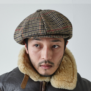 밀리어네어햇(MILLIONAIRE HATS) BIG APPLE [2WAY] - CLASSIC CHECK NEWSBOY CAP - HOUNDS TOOTH BEIGE