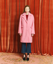 ROUNDED WOOL COAT PINK
