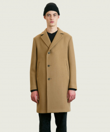 WOOL HALF DOUBLE BREASTED COAT [CAMEL]