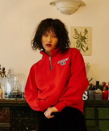 HALF ZIP SWEAT SHIRT _ RED