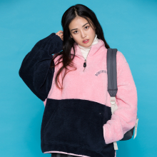 FLEECE HALF ZIP UP PINK