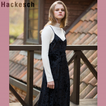 Velvet Lace Bustier Dress_Black