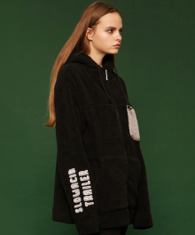[unisex] Fleece hood zipup jacket (black)