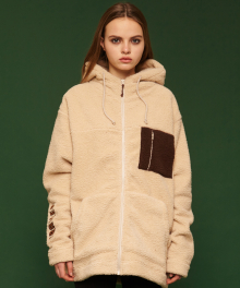 [unisex] Fleece hood zipup jacket (ivory)
