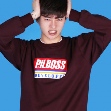 [PilBOSS]필보스 DEVLOPED LOGO 로고 기모 맨투맨 자주 Burgundy