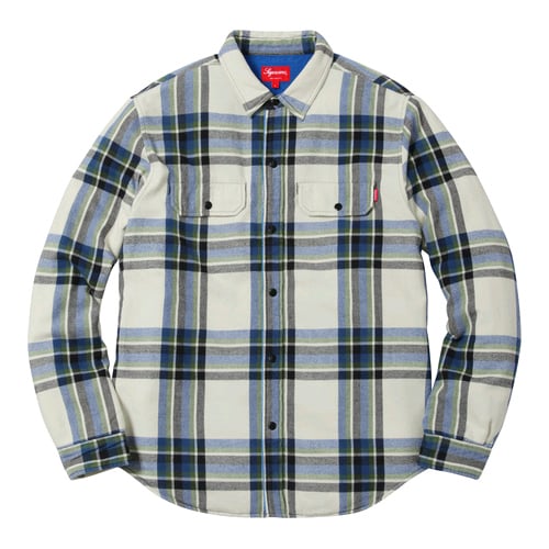 슈프림(SUPREME) SUPREME PILE LINED PLAID FLANNEL SHIRT (OFF WHITE