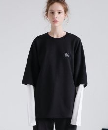 [UNISEX] 86 로고 레이어드 티셔츠 베이직 블랙